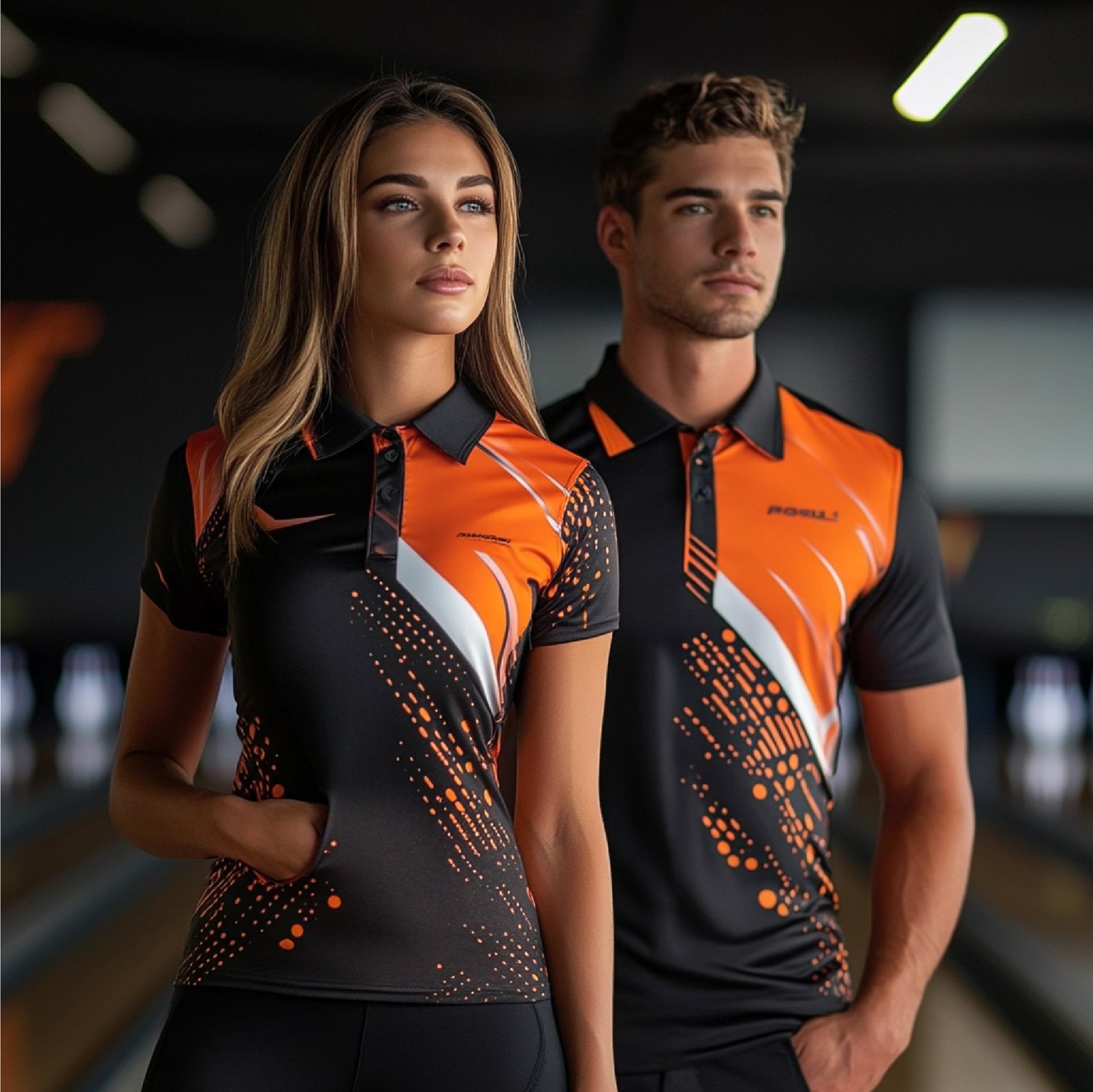 Equipe vestindo camisas de sublimação total coloridas