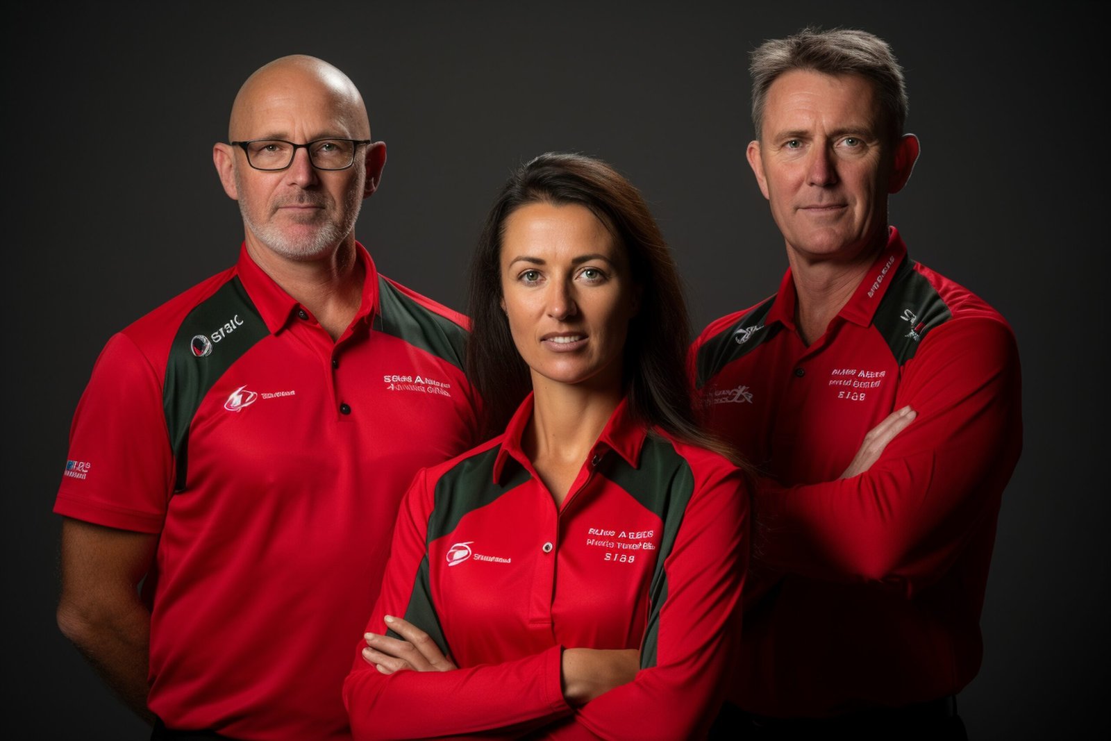 Equipe comercial com uniformes personalizados